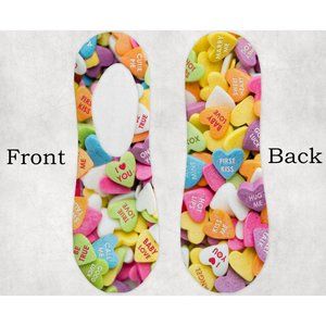 Women's Candy Hearts Valentines Design Soft Streetwear Loungewear No Show Socks
